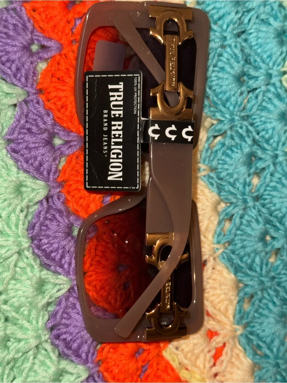True Religion Pink Oversized Square Sunglasses